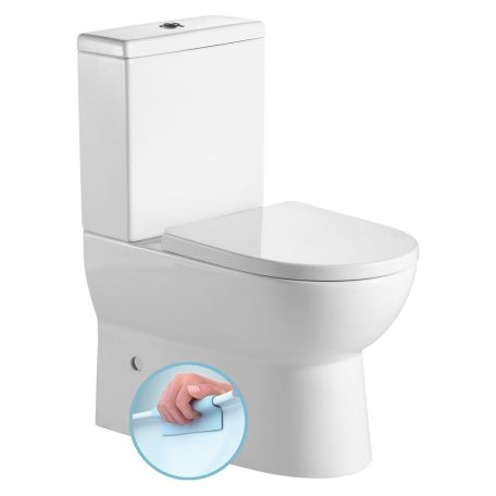 SAPHO AQUALINE JALTA RIMLESS monoblokkos WC, alsó/hátsó kifolyású, ülőke nélkül, 37x63cm, duál gombos öblítőmechanika
