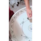 SAPHO PRIORI kerámiamosdó, átm:42cm, bézs, kék mintával (PI011)