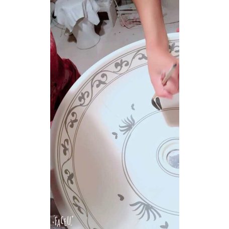 SAPHO PRIORI kerámiamosdó, átm:42cm, bézs, kék mintával (PI011)