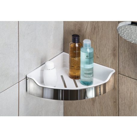 SB109 SAPHO AQUALINE SAMBA sarok szappantartó, polírozott INOX