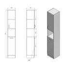 SIME310 AQUALINE SIMPLEX ECO állószekrény szennyeskosárral 30x180x30cm