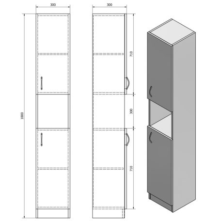 SIME320 AQUALINE SIMPLEX ECO állószekrény 30x180x30cm