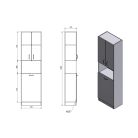 SIME510 AQUALINE SIMPLEX ECO állószekrény szennyeskosárral 50x180x30cm