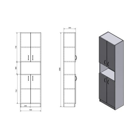 SIME520 AQUALINE SIMPLEX ECO állószekrény 50x180x30cm