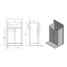 SIME550 AQUALINE SIMPLEX ECO 55 mosdótartó szekrény mosdóval 53x83,5x30,7cm