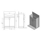 SIME650 AQUALINE SIMPLEX ECO 65 mosdótartó szekrény mosdóval 63x83,5x30,7cm