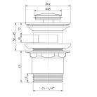 SAPHO AQUALINE klik-klak mosdólefolyó, kis dugóval, 5/4“, 25-45mm, réz/króm