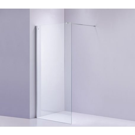 AQUASTYLE Walk In 1100x2000 mm zuhanyfal, 1000 mm szögletes merevítő, átlátszó, króm
