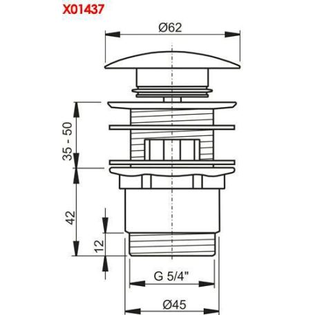 Ravak Mosdó lefolyó ClickClack rendszerrel, alacsony, króm