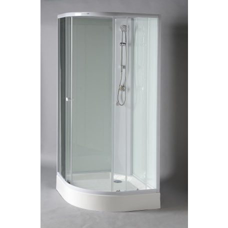 06 YB93 AQUALINE AIGO íves zuhany box 900x900x2050 mm, fehér profil, transzparent üveg