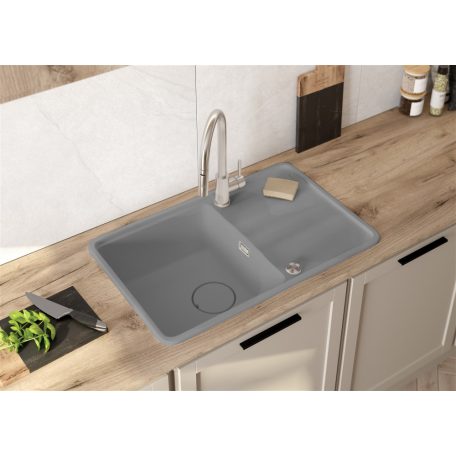 Deante MOMI Gránit mosogató 1med+csep, 780X500X229, METÁLSZÜRKE (Br.listaár:124290,Ft)