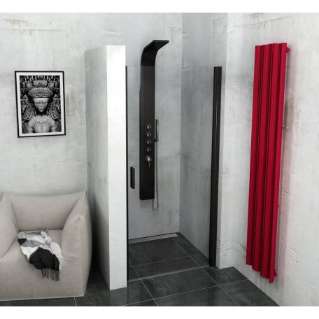 SAPHO POLYSAN ZOOM LINE BLACK zuhanyajtó, 900mm, transzparent, fekete