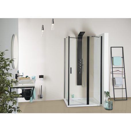 SAPHO POLYSAN ZOOM LINE BLACK zuhanyajtó, 1000mm, transzparent, fekete