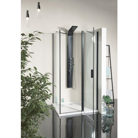 SAPHO  POLYSAN ZOOM LINE BLACK zuhanyajtó, 1100mm, transzparent, fekete 