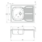 Deante TANGO Rozsdamentes mosogató, 1 medence + csepegtető, magasított kivitel - önálló bútorra, szatén, 800 x 500 mm