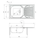 06 ZMU0110 DEANTE TECHNO 1 MEDENCÉS S/S KONYHAI MOSOGATÓ CSEPEGTETŐ TÁLCÁVAL, SZERELVÉNYEIVEL E