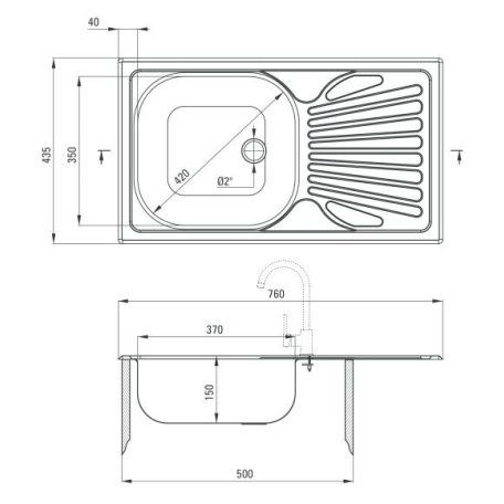 06 ZMU0110 DEANTE TECHNO 1 MEDENCÉS S/S KONYHAI MOSOGATÓ CSEPEGTETŐ TÁLCÁVAL, SZERELVÉNYEIVEL E