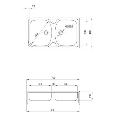 Techno Rozsdamentes mosogató - szatén