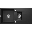 Deante ERIDAN Gránit mosogató, 1,5 medence + csepegtető, metál fekete, 1000 x 500 mm