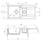 Deante ERIDAN Gránit mosogató, 1,5 medence + csepegtető, metál fekete, 1000 x 500 mm