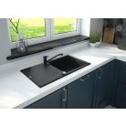 Deante EVORA Gránit mosogató, 1 medence + csepegtető, 780x440 mm, fekete