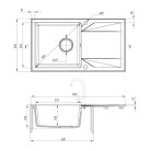 Deante EVORA Gránit mosogató, 1 medence + csepegtető, 780x440 mm, bézs