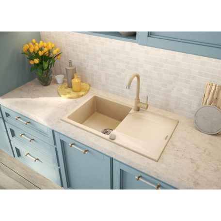 Deante EVORA Gránit mosogató, 1 medence + csepegtető, 780x440 mm, homok
