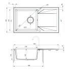 Deante EVORA Gránit mosogató, 1 medence + csepegtető, 780x440 mm, homok