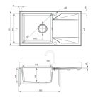 Deante EVORA  Gránit mosogató, 1 medence + csepegtető, 780 x 440 x 180 mm ALABÁSTROM