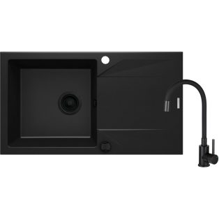   Deante SZETT: ZQJN113 EVORA Gr.mosogató 1med+csep 780x440x193 + BOCN72M LUNO cst flexi kifolyó, NERO (Br.listaár:106883,Ft)