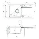 Deante EVORA  Gránit mosogató, 1 medence + csepegtető, 780 x 440 x 180 mm NERO