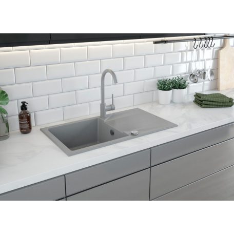 Deante EVORA Gránit mosogató, 1 medence + csepegtető, 780x440 mm, szürke