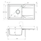 Deante EVORA Gránit mosogató, 1 medence + csepegtető, 780x440 mm, szürke