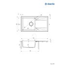 Deante EVORA  Gránit mosogató, 1 medence + csepegtető, 780 x 440 x 180 mm ANTRACIT