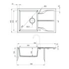 Deante ANDANTE Gránit mosogató 1 medence + csepegtető, 780 x 490 mm, alabástrom