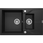 Deante ANDANTE Gránit mosogató, 1,5 medence + csepegtető, 780x490 mm, metál fekete