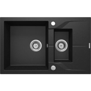   Deante ANDANTE Gránit mosogató, 1,5 medence + csepegtető, 780x490 mm, metál fekete