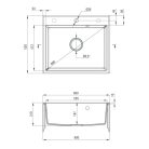 Deante ANDANTE Gránit mosogató, 1 medence, metál szürke, 600 x 520 mm