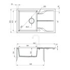 Deante ANDANTE Gránit mosogató 1 medence + csepegtető, 780 x 490 mm, metál szürke