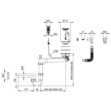 Deante ANDANTE Gránit mosogató, 1 medence, Antracit, 600 x 520 mm