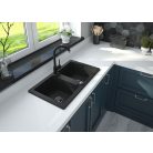 06 ZQZ2203 ZORBA 2 medencés, szögletes gránit mosogató, szifonnal, leeresztővel, 780 x 435 x 18