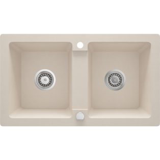   Deante ENIGMA Gránit mosogató, szögletes 2 medence, 780 x 435 x 180 mm BÉZS