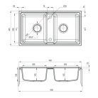 Deante ENIGMA Gránit mosogató, szögletes 2 medence, 780 x 435 x 180 mm BÉZS