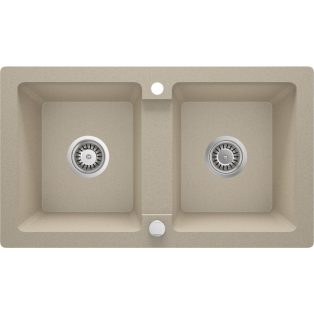 06 ZQZ7203 ZORBA 2 medencés, szögletes gránit mosogató, szifonnal, leeresztővel, 780 x 435 x 18