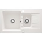 06 ZQZA513 ZORBA 1 medence + gyümölcsmosó + csepegtetős, szögletes gránit mosogató, szifonnal, 