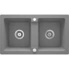 06 ZQZS203 ZORBA 2 medencés, szögletes gránit mosogató, szifonnal, leeresztővel, 780 x 435 x 18