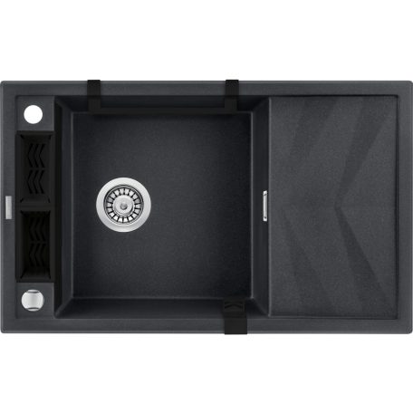 Deante MAGNETIC Gránit mosogató, 1 medence + csepegtető, grafit metál, 820 x 500 x 219 mm
