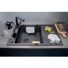 Deante MAGNETIC Gránit mosogató, 1 medence + csepegtető, grafit metál, 820 x 500 x 219 mm