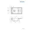   Deante MAGNETIC Gránit mosogató, 1 medence + csepegtető, Nero, 820 x 500 x 219 mm