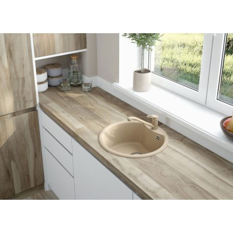 Deante FORTISSIMO Gránit mosogató, kör, 1 medence, 480 x 480 mm, homok